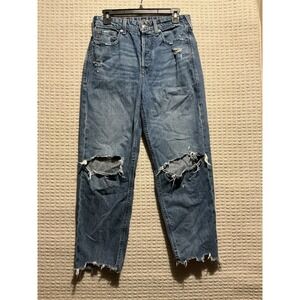Ariat Tom Boy Straight Ultra High Rise Jeans 27 Destroyed Grunge Raw Hem YEEHAW